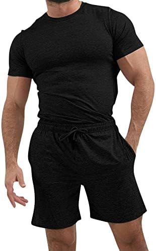 Големи и високи костуми за мажи и шорцеви поставува летни 2 парчиња кратки панталони за ракави кошули со кошули мажи и комплети