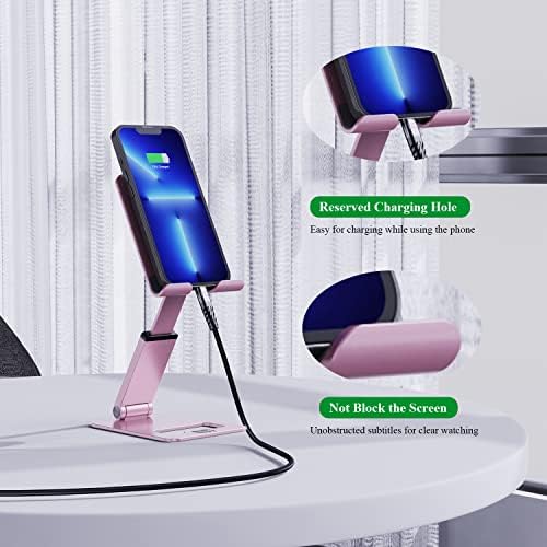 Задолжителен мобилен телефон на Minthouz, држач за алуминиумски телефон за биро, телефонски штанд со мулти-агол/висина, компатибилен