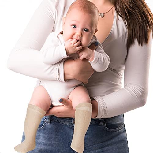 5 пакувања Бебе девојки униформа колена високи чорапи памук, памук, новороденчиња Доенчиња за деца, кабел за кабел, плетено цевки, затрупани чорапи долги чорапи за д