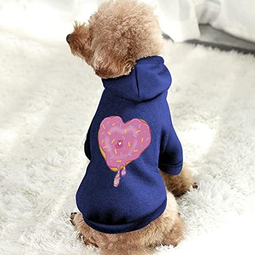Крофна срце Персонализирана дуксери за домашни миленици за кучиња меки пријатни кучиња облека што дишат џемпери за миленичиња со капа XS