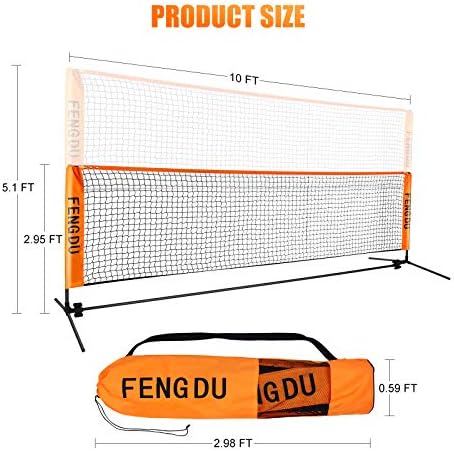 Fengdu Portable Badminton Net Net Set, прилагодлива висина на тенис мрежа, детска одбојка, фудбалска мрежа лесно поставување најлон спортска