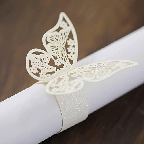 Dsstyles 50pcs 3D пеперутка форма на салфетка прстени шутира држач за салфетка за свадбена забава за декорација на домашна маса