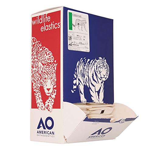 Американска ортодонтска еластика Еластика Диви животни гепарди | Дополнителни тешки, со големина од 8 мл, 3/16 , 100 пакувања по