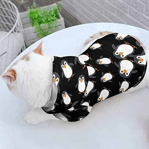 Смешна игра пингвин куче дуксена крпа мачка џемпер -облека со капа со меки миленичиња палто пуловер