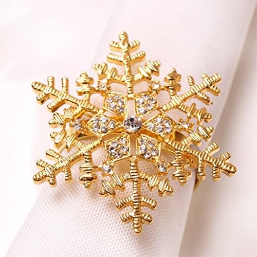 Quul 12 парчиња креативно декорација на маса, снегулка од салфетка, дијамантска салфетка прстен злато снегулка прстен за салфетка