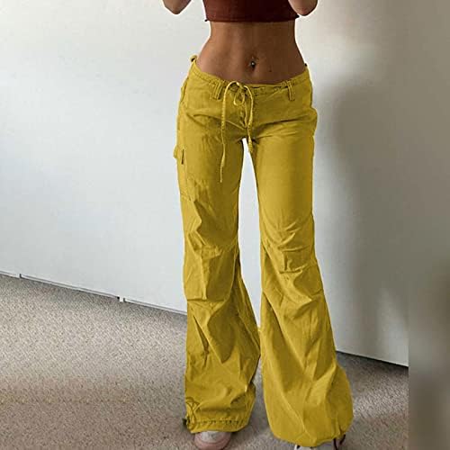 Женски панталони со мала половината на половината плус големина широки панталони за нозе, обична цврста боја, буги џогер гроздобер