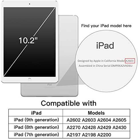 Џетех Случај за iPad 10,2-Инчен Со Држач За Моливи, Јасна Проѕирна Задна Обвивка Тенок Држач Отпорен На Удари Капак На Таблет,