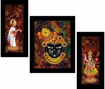 SAF сет од 3 Shrinath Ji Modern Art Wallидно сликарство за домашна декорација 13,5 x 22,5 инчи