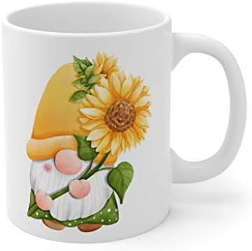 Симпатична сончоглед пролетна градина Гном керамички кафе кригла 11