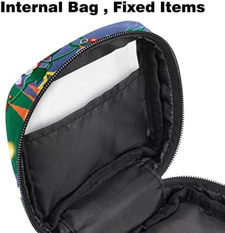 Торба за период на санитарна салфетка, санитарна торба за женски подлога санитарна подлога торбички за девојчиња жени дами, Божиќно зелено цртано
