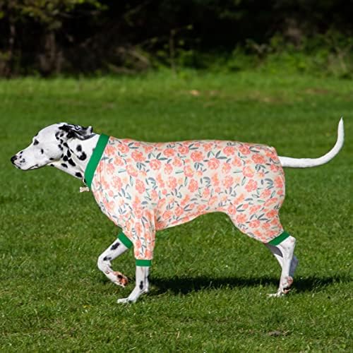 Ловинпет Онии за големо куче, пост -оперативна заштита кучиња пижами, скокање со кучиња за покривање, лесен силен истегнување плетен розов/нане