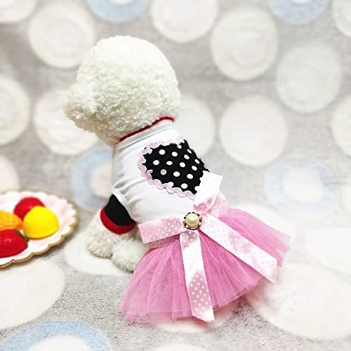 Lcsweet чиста памучна праска срце кученце кученце фустан принцеза куглање фустан од елек за миленичиња облека за домашно милениче