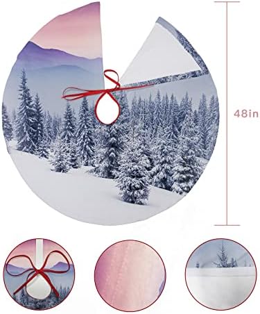 Божиќно Здолниште Здолниште Од 48 Инчи Божиќно Дрво, Зимска Шума Покриена Со Снег Прекрасни Ридови,Меки Украси За Подлога За Новогодишна Забава