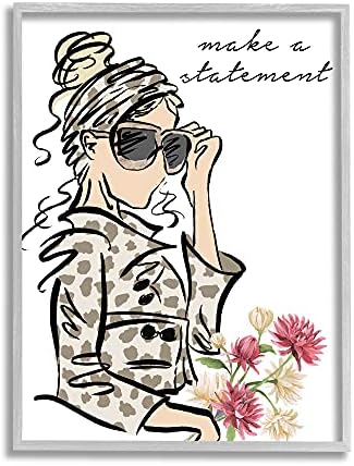 Ступел Индустрии Направи Изјава Изразување Мода Пролетни Цветови, Дизајнирани Од Елизабет Мешли Греј Врамена Ѕидна Уметност, 24 х 30,