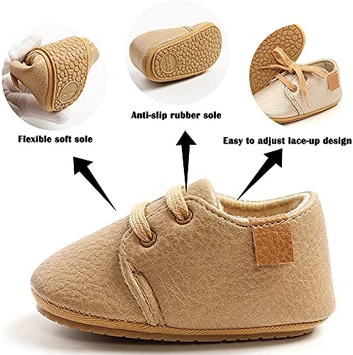 Cosankim бебешки момчиња девојчиња чевли чипка на пит -кожени патики за новороденчиња кои не се лизгаат гумени ѓон новородени лекари за деца