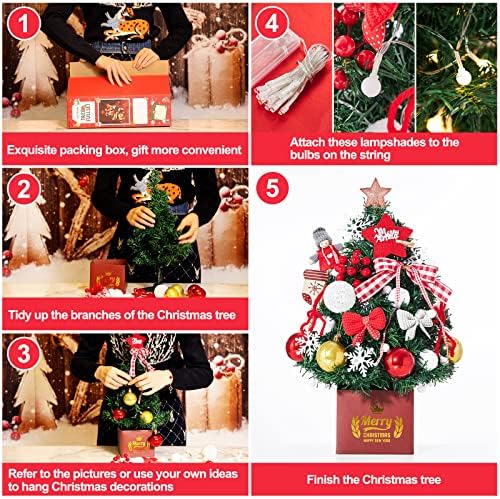 Елка на таблети, Божиќни украси, блескави мала елка, 17,8 инчи дома сет мини елка за елки, креативна декорација, совршена Божиќна декорација.