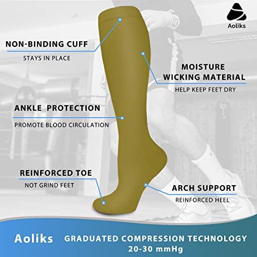 Аоликс Дипломирал Компресија Чорапи За Жени &засилувач; Мажите 20-30 mmHg-Најдобро За Трчање, Медицински Сестри, Патување