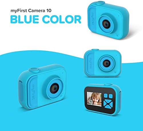 MyFirst Camera 10 - Дигитална камера за момчиња девојчиња на возраст од 4-9 5MP Видео фотографија 32 GB со адаптер за завртки