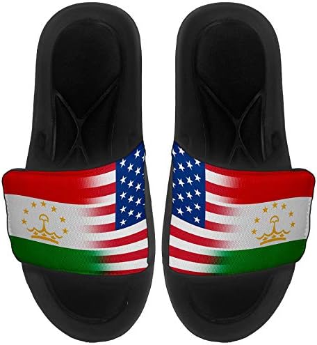 ExpressItbest Pushioned Slide -On сандали/слајдови за мажи, жени и млади - знаме на Таџикистан - знаме на Таџикистан