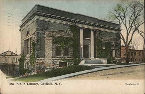 Јавната библиотека Catskill, Yorkујорк NYујорк Оригинална античка разгледница 1910 година