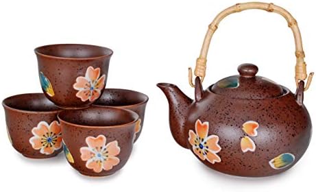 Колекција Хиномару јапонски сакура цреша цветаат керамички 24 fl oz чај и 4 чаши чај сет азиски домаќинки