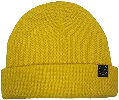 Дваесет и еден пилоти Beanie Hat Double Bars Bang Logo официјална жолта големина една големина