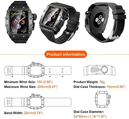 Trddybsk за Apple Watch Band Case 45mm Метални гумени додатоци за ленти за iWatch Серија 7 6 SE 5 Алуминиумска легура за легури