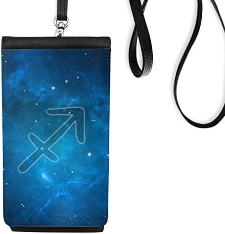 Starry Night Sagittarius Zodiac constellation Телефонски паричник чанта што виси мобилна торбичка црн џеб
