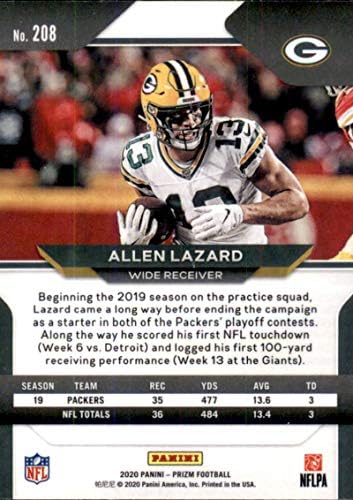 2020 Panini Prizm 208 Allen Lazard Green Bay Packers NFL Football Trading Card
