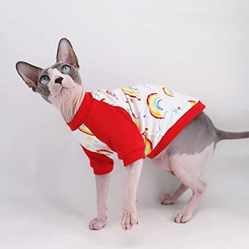 Sphynx без влакна мачка симпатична дише летна памучна маица облека за миленичиња, тркалезна јака елек кошули кошули без ракави, мачки