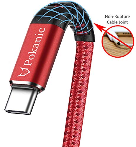 Pokanic USB C тип кабел Трајно најлонско плетенка Брзо брзо полнење Поврзување со кабел USB-C со USB-A компатибилен со Apple iPad Pro Samsung