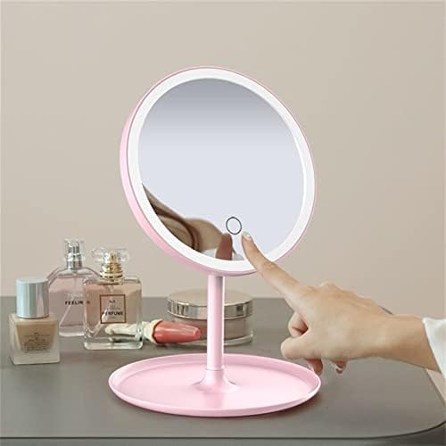 Amayyahzj Vanity Mirror Lights Makeup Mirror со светло ламба со десктоп за складирање ротирачки козметичко прилагодување на огледалото