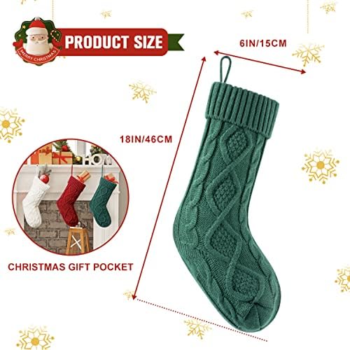 КОТБИ Божиќни чорапи 6 пакувања, 18 инчи со голема големина кабелски декорации за семејни празници