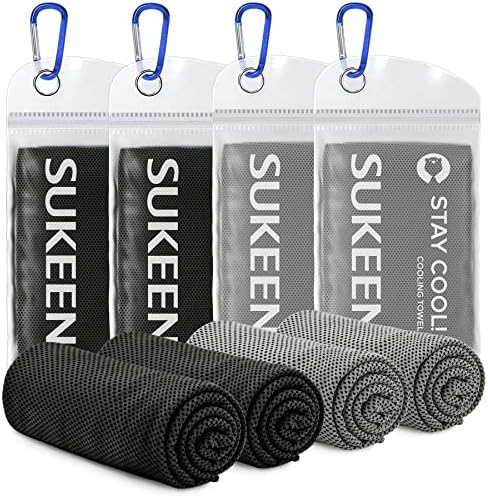 Сукеин [4 пакет пешкир за ладење, ледена крпа, мека ладна крпа за дишење, микрофибер крпа за јога, спорт, трчање, теретана, тренингот,