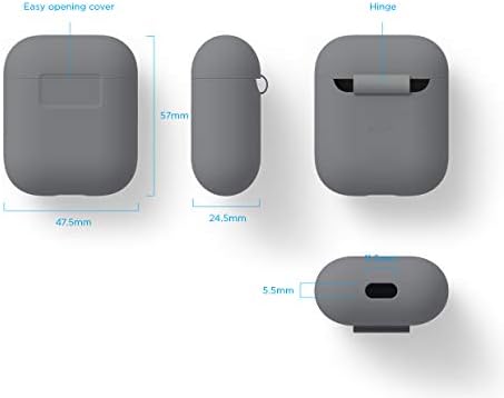 ELALO Premium Silicone AirPods Case дизајниран за Apple AirPods 1 и 2 [Преден LED видлив] [Средно сиво]
