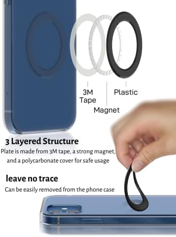 Аусканг Универзален магсафе прстен силни магнетни налепници DIY за сите телефони и серии на iPhone компатибилен со безжичен полнач Magsafe