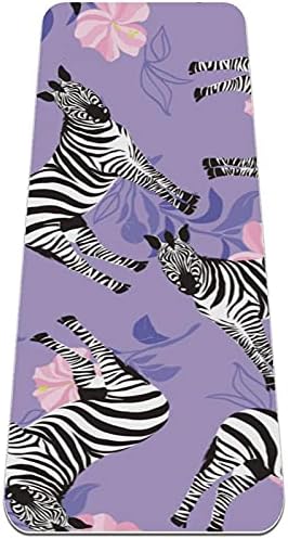 Zebra Animal Model Purple Extra Doss Yoga Mat - Eco Friendly Non -Slip вежба и фитнес душек за вежбање за сите видови на јога, пилатес