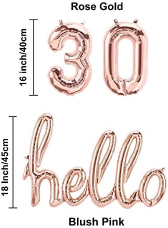 Здраво 30 Балон Розово Злато Здраво 30 Торта Топер 30 Ти Роденден Декорации Број 30 Писмо Здраво Фолија Балон Банер 30 Годишнината Настан