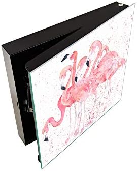 Кутија за складирање клучеви Со Вашиот Дизајн Стакло Бела Табла К08 Фламинго Со Вода