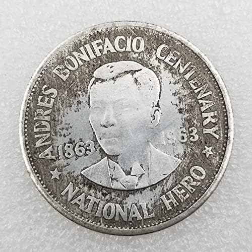 Антички Занаети 1863 1963 Филипински Месинг Сребрена Позлатена На Возраст Од Сребро Долар 038