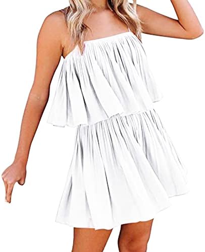 Forwelly жени лето кратки ромци шпагети каиш без ракави еластични спојки на рафли со текови мини фустани облеки