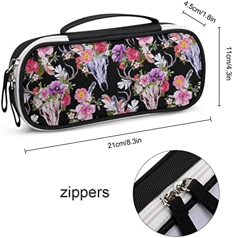 Черепи на елени со цвеќиња обичен лаптоп ранец рамо за рамо за рамената, пакет со пакети со џебови за мажи жени