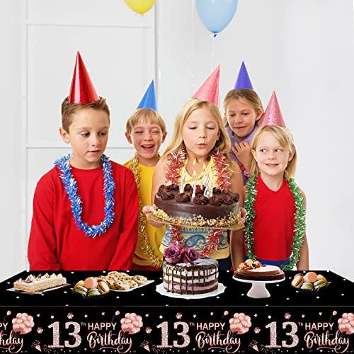 3 Пакет 13-Ти Роденден Чаршав Украси За Девојчиња,Розово Злато Среќен 13 Роденден Маса Покритие Партија Материјали, 13 Години