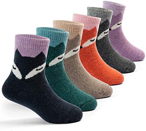 Qterdiz Момци волна чорапи деца дебели зимски топли чорапи термички екипи чорапи за момчиња простор 6 пакувања