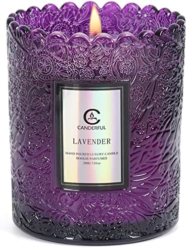Lukklove Француски смрека свеќа за лаванда, миризливи свеќи подароци за жени, сингл стаклени свеќи за домашни мириси, над 45 часа време на изгореници,