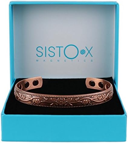 Дизајн на цвеќиња на систо-x тенок магнетски бакар/нараквици од страна на Sisto-X® Здравствена јачина 6 магнети