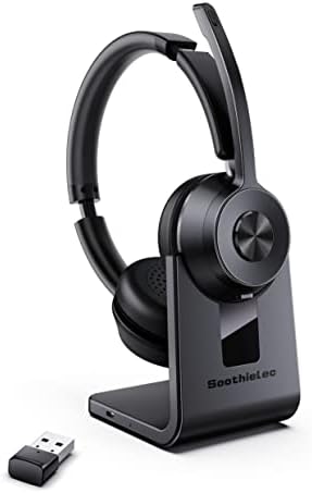 Bluetooth Слушалки V5. 1, Безжични Слушалки Со Микрофон За Поништување Бучава, 40 Часа Работно Време Канцелариски Слушалки Со Bluetooth Dongle