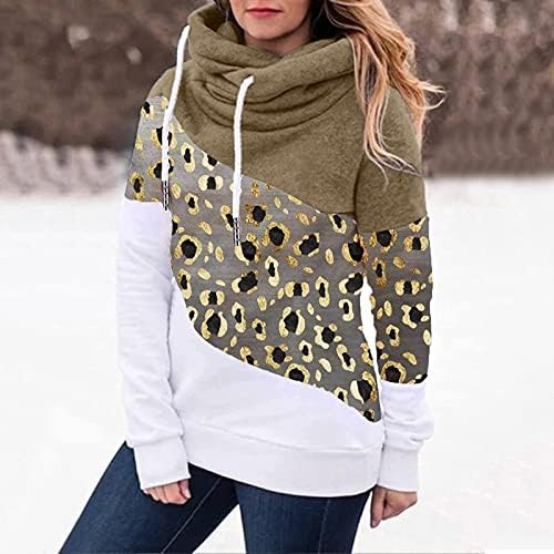 Смешен долг ракав плус џемпер со големина женски бизнис паѓа топол патент до опуштена фит џемпер леопард длабоко