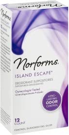 Норформи ги супозиториите за женски дезодоранси, долготрајната контрола на мирисот, мирисот на островот за бегство, 12 брои.