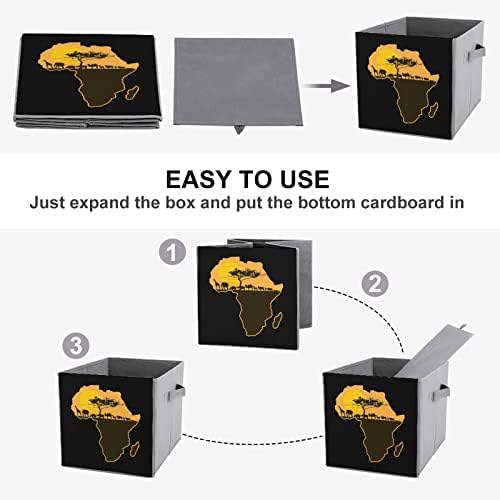 Африкански Сафари Мапа Големи Коцки Канти За Складирање Склопувачки Платно Кутија За Складирање Организатори На Плакарот За Полици